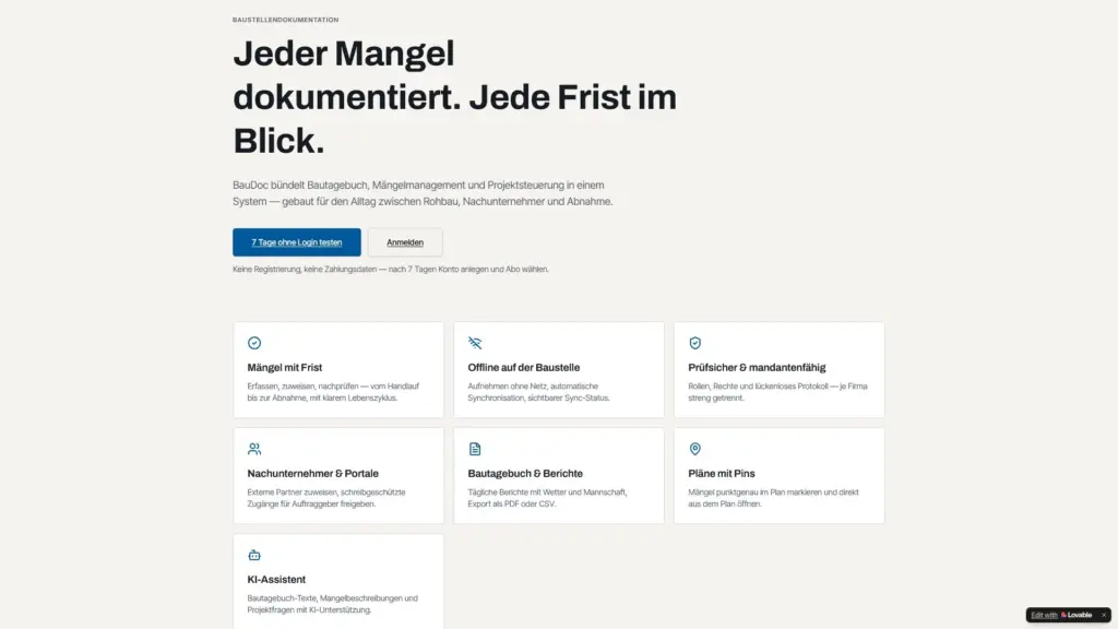 Bautagebuch, Mängelmanagement und Projektsteuerung
